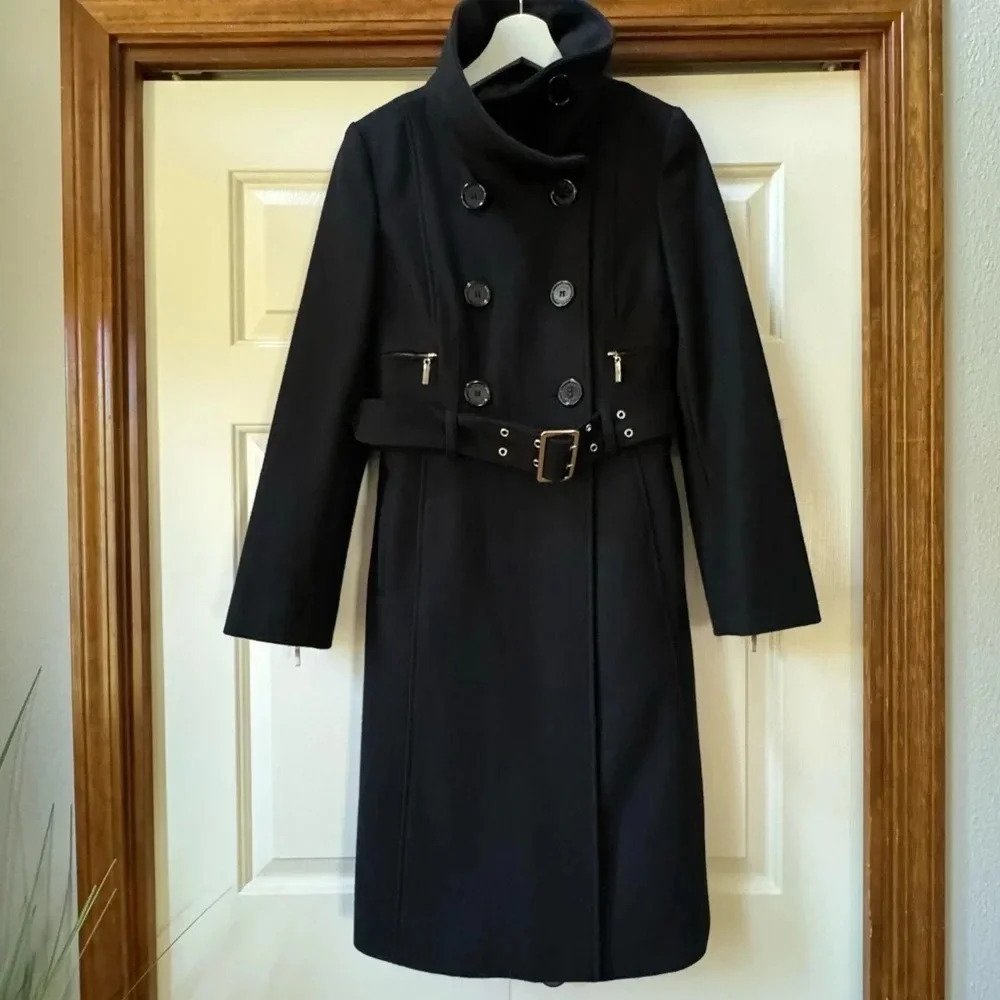 Bebe Wool Belted 3/4 length Double Breasted heavy winter coat Women’s size XS